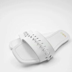 Zara Woven Flat Leather Sandals EUR 37